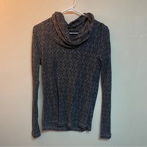 Prana Black Patterned Cowl Neck‎ Sweater Size Large